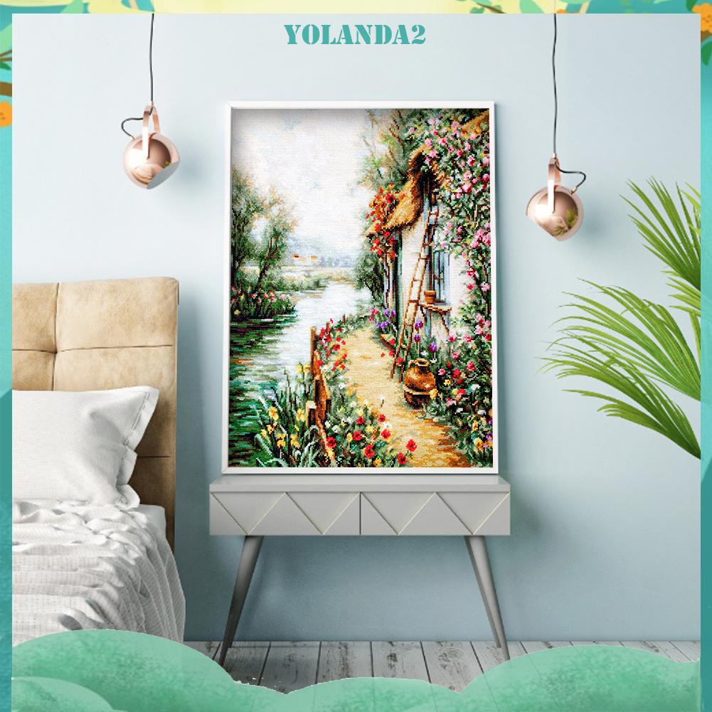 Tranh thêu chữ thập hình ngôi nhà 3 sợi cotton 11CT