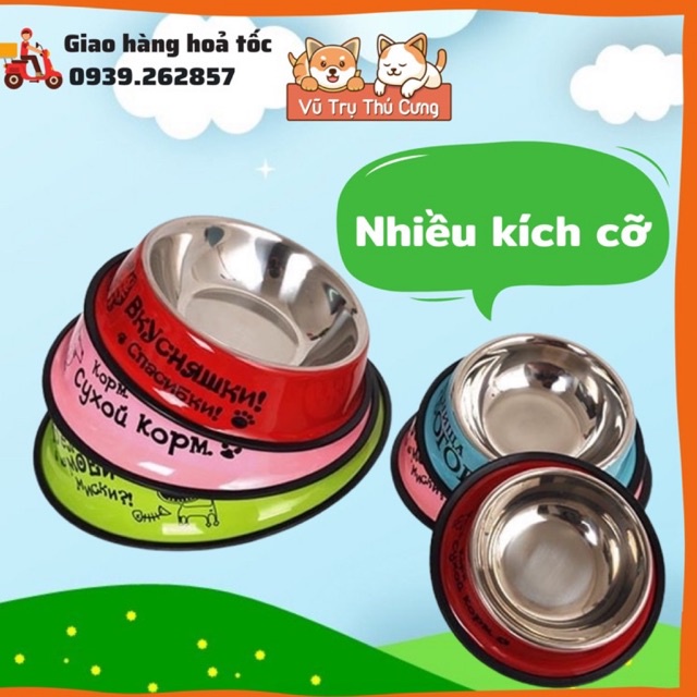 Bát ăn inox họa tiết cho chó mèo| Bát ăn chó mèo thú cưng, chén ăn inox cho chó