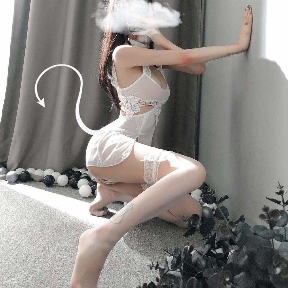 OCEANMAP Đồ ngủ Sườn Xám Phối Ren Thêu Họa Tiết Quyến Rũ Cho Nữ