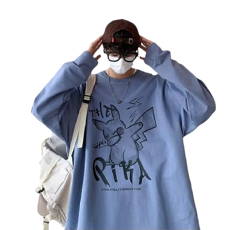 Áo Thun Tay Dài Cổ Tròn Dáng Rộng In Chữ Phong Cách Hip Hop Nhật Bản Thời Trang Cho Nam Cỡ M-5XL