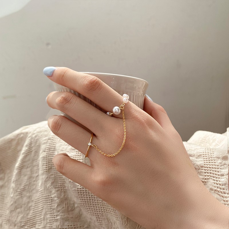 Nhẫn Thời Trang Đính Ngọc Trai Nhân Tạo Phong Cách Retro Cá Tính Cho Nữ