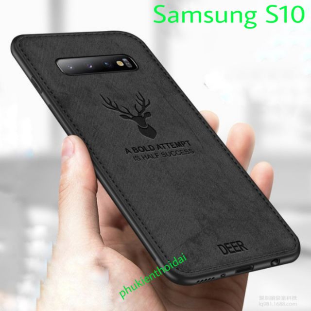Ốp lưng Samsung Galaxy S10 / S10 5G / S10 Plus chống sốc vải đầu hươu cao cấp thời trang