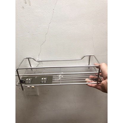 Kệ nhà tắm dán tường Inox 304 cao cấp sáng bóng 35x15x12cm, giá đựng đồ nhà tắm, dầu gội, sữa tắm - LKC2 - LIXHOME