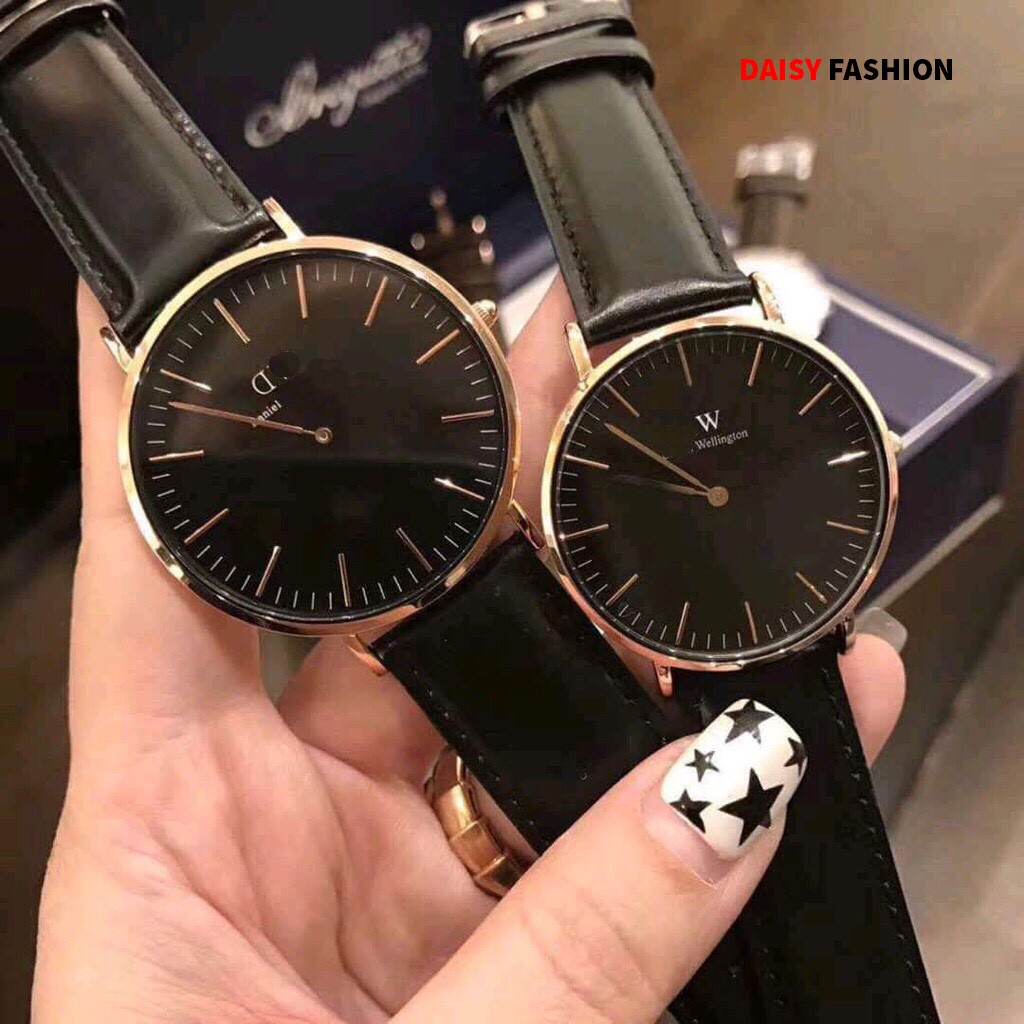 Đồng hồ dvv cặp đôi nam nữ dây da D8732 sang trọng lịch lãm