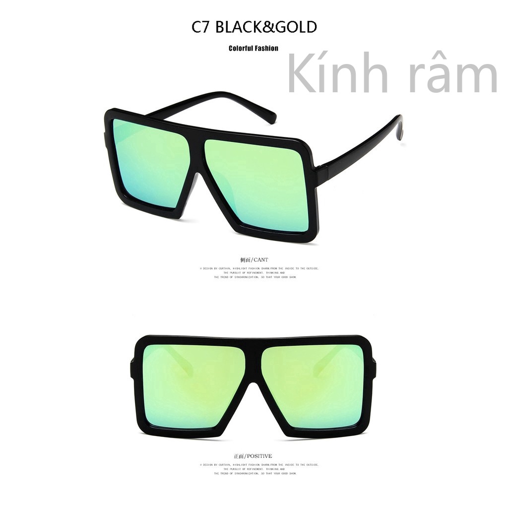 Kính mát gọng vuông bản lớn thời trang cho nam nữ