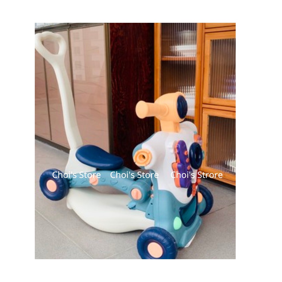 Xe tập đi 6 in 1 đa năng kiêm bập bênh, xe chòi chân, scooter kèm đồ chơi cao cấp phù hợp cho bé từ 0-6 tuổi