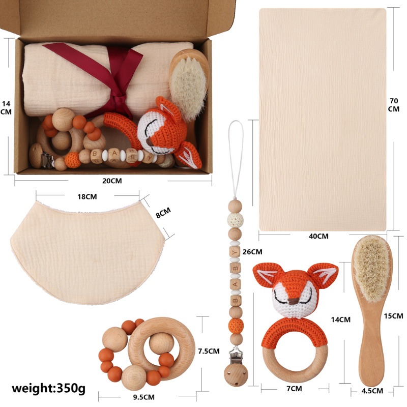 Set 6 Món Đồ Chơi Gồm Áo / Yếm / Băng Cài Đầu / Núm Vú Giả / Khăn Lau