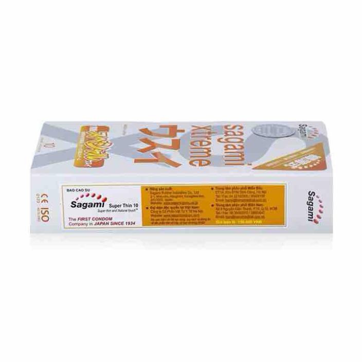 Bao Cao Su Sagami Xtreme Super Thin - Siêu mỏng, bao trơn đều, không mùi, truyền nhiệt nhanh, tự co giãn (Hộp 10 Cái)