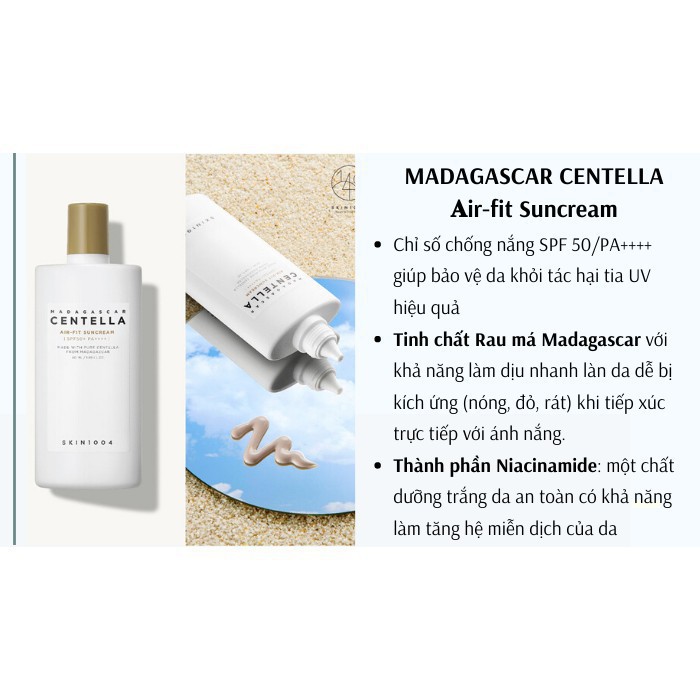 Kem Chống Nắng Rau Má Skin1004 Madagascar Centella Air-fit Suncream SPF50+ PA++++ 50ml (Vari Waxingcream)