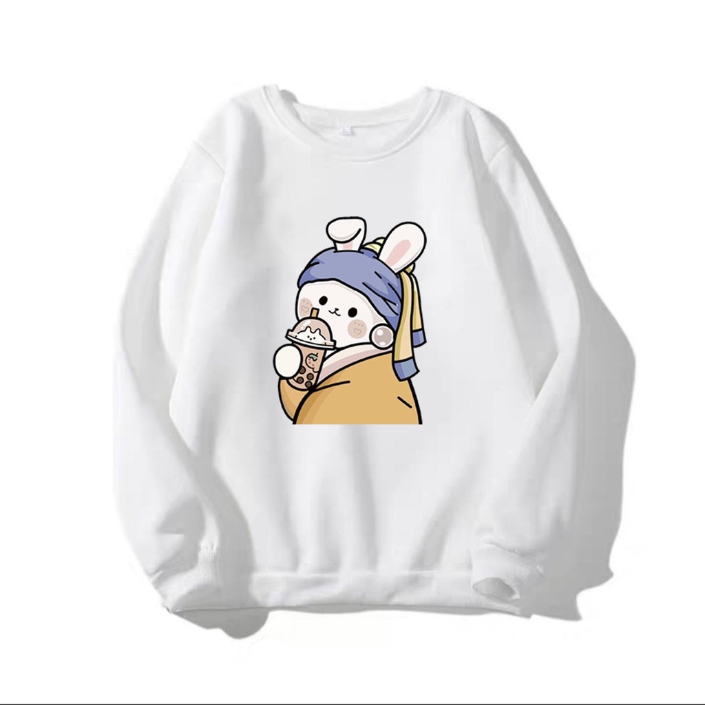 ÁO SWEATER IN CÔ GÁI TRÀ SỮA CỰC ĐẸP NHIỀU MÀU