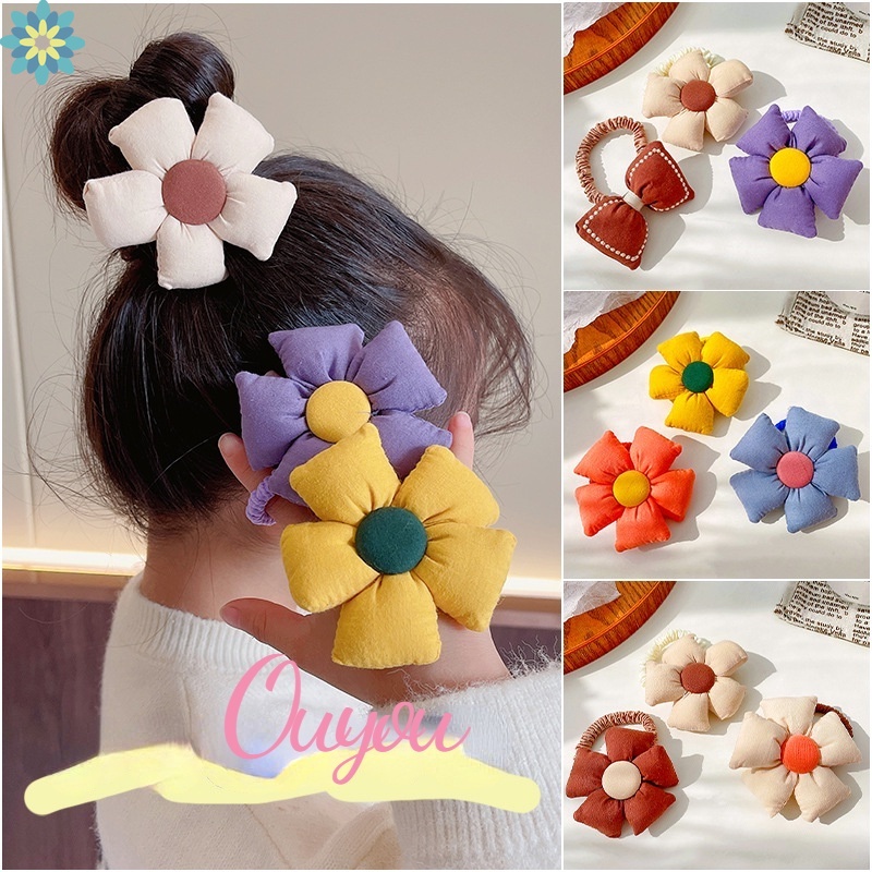 Dây Buộc Tóc Cao Su Co Giãn Hình Hoa Hướng Dương Dễ Thương Cho Nữ