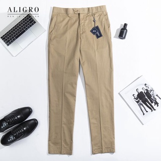 Quần kaki nam ALIGRO chất liệu kaki mềm mịn cao cấp dáng slimfit màu be đậm ALGK052