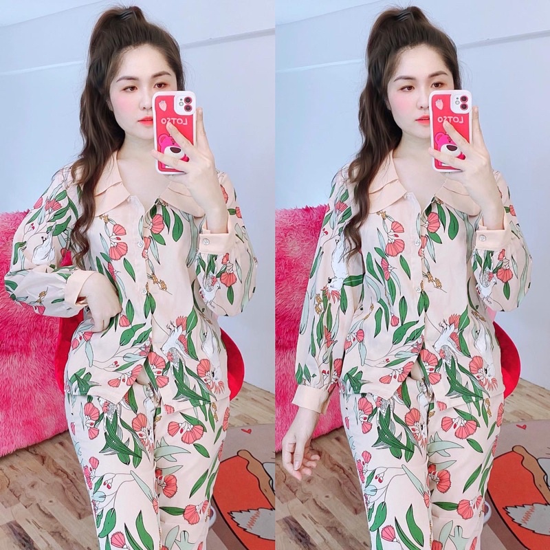 Bộ Lụa Cổ Sen Tay Dài