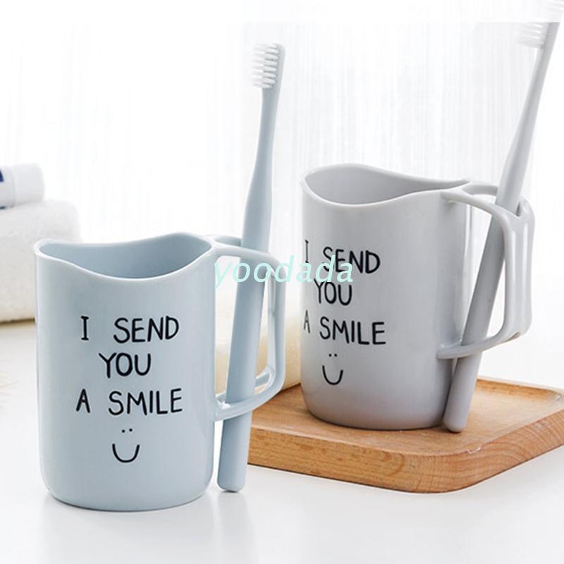 1 Cốc Nhựa Đựng Bàn Chải Đánh Răng Có Tay Cầm Dễ Thương Cho Cặp Đôi