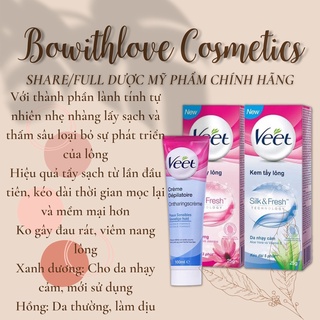 Kem tẩy lông cơ thể veet silk & fresh nhẹ dịu an toàn tẩy lông veet 100ml