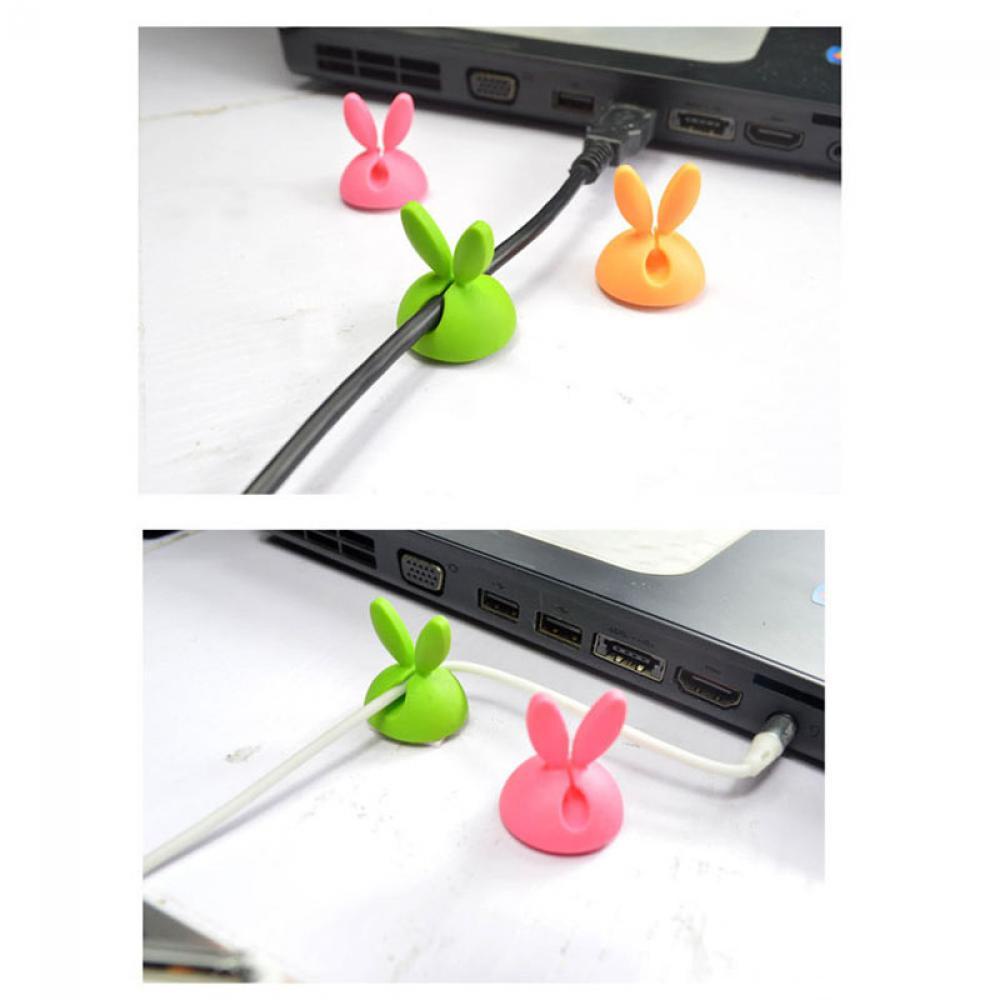 CHOOKEY Bộ 4 Kẹp Giữ Dây Cáp Hình Thỏ Bằng Silicon Giá Đỡ