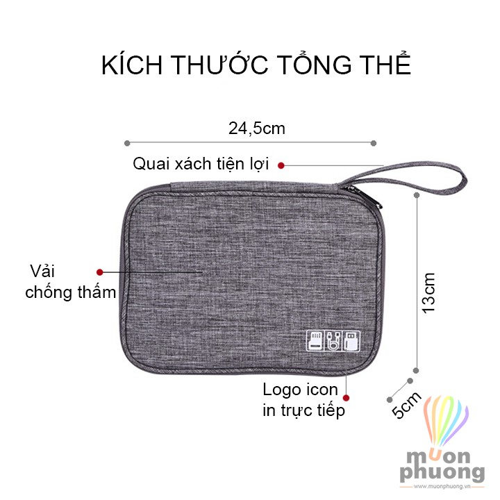 Túi đựng cáp sạc tai nghe pin dự phòng USB - MUÔN PHƯƠNG SHOP