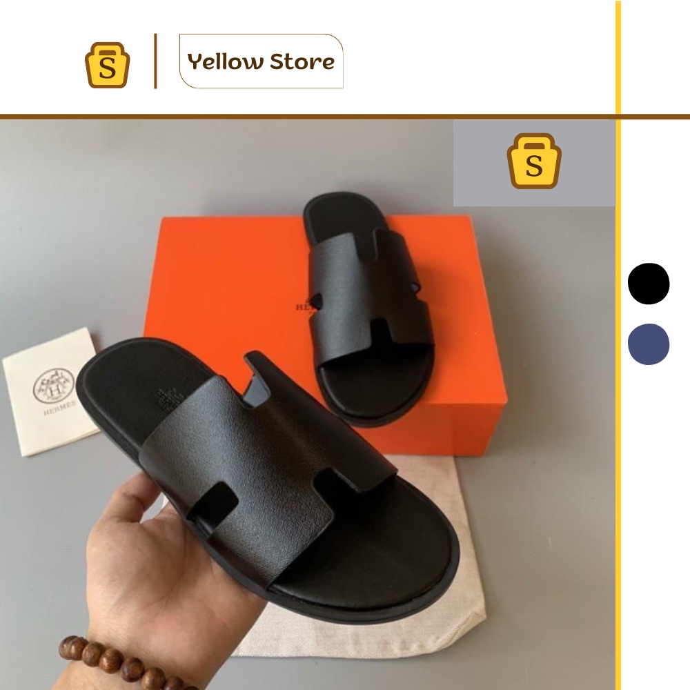 Dép Hermes nam thời trang Quai Ngang Chữ H cực chất, Dép hm nam, CHAGO HERMES da xịn 100% Full size 38-43