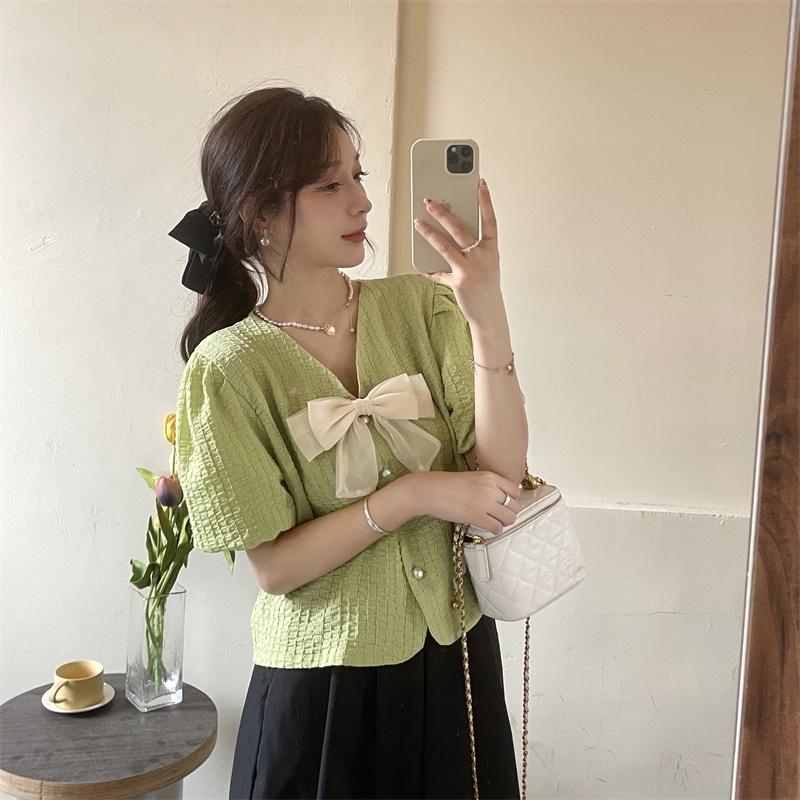 Áo Croptop Tay Phồng Ngắn Thời Trang Mùa Hè Pháp Cho Nữ Hot Trend Hàng Loại 1