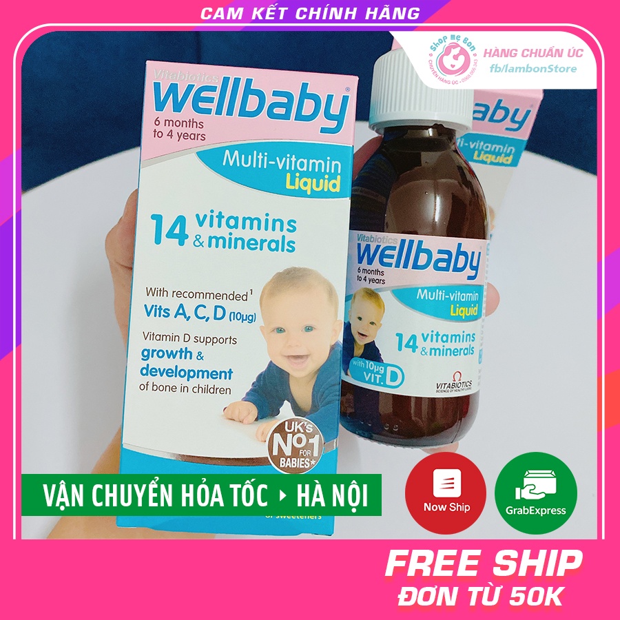 Vitamin Tổng Hợp Wellbaby Cho Bé 150ml, Wellbaby 14 Vitamin Tăng Sức Đề Kháng Cho Bé - UK