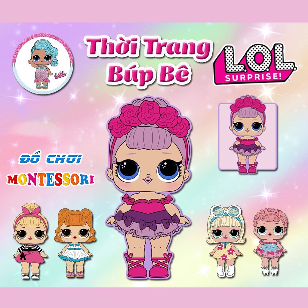 Đồ chơi Búp Bê Lol, Học liệu bóc dán LOL Surprise Thay đồ cho ChiBi Búp bê công chúa thời trang