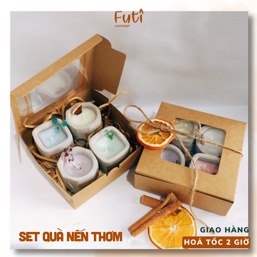 Hộp quà nến thơm, set quà nến thơm handmade tặng người yêu bạn gái 20/10 ý nghĩa, dễ thương