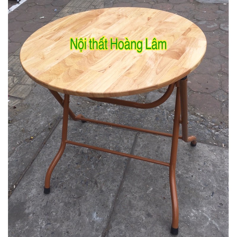 Bàn gấp cao 75cm mặt tròn gỗ cao su nhiều cỡ