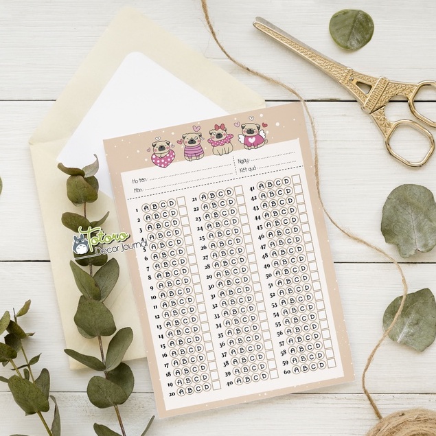 Sale sốc Phiếu khoanh trắc nghiệm 20 tờ cute khổ a5 và a6 shop thiết kế độc quyền