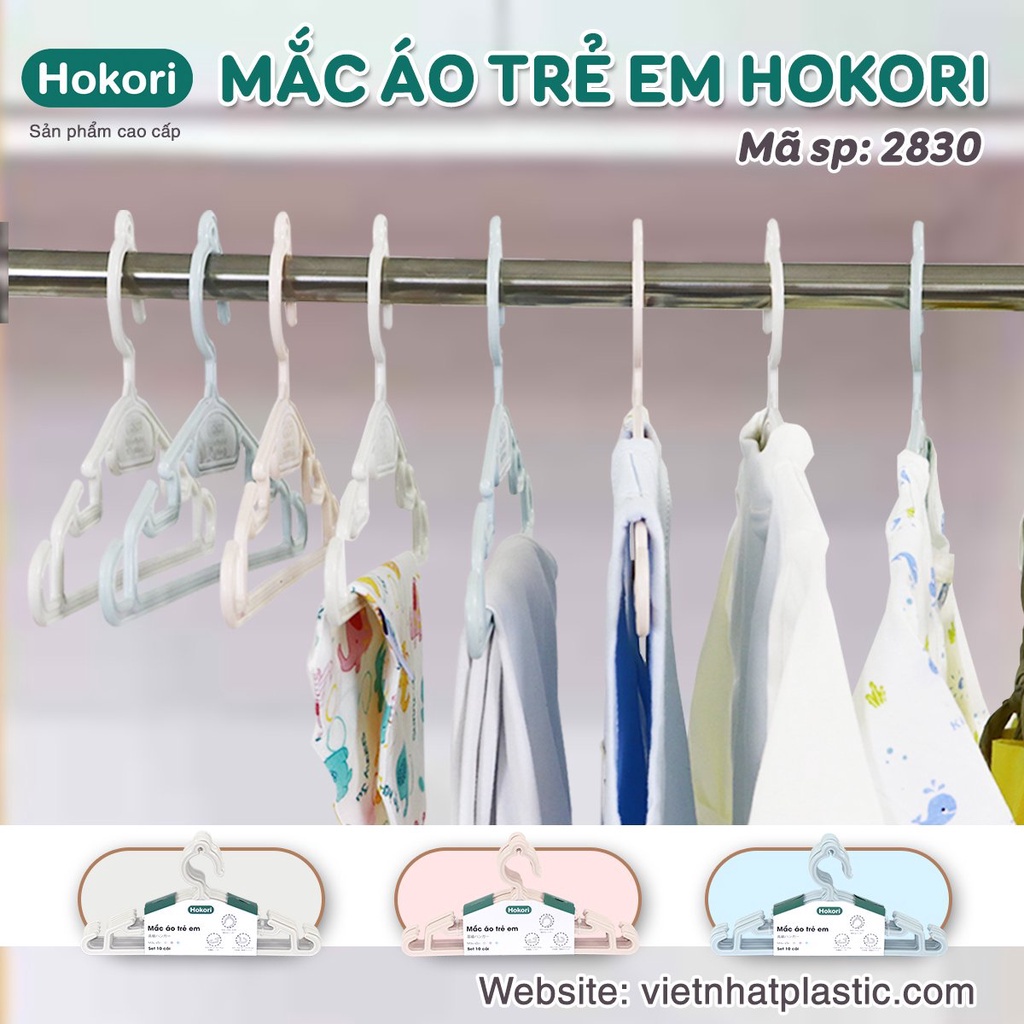 Set 10 Móc quần áo trẻ em hokori  cao cấp Nhật aladanh-net-vn