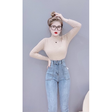 Quần jeans ôm trơn túi vuông co dãn 4 chiều