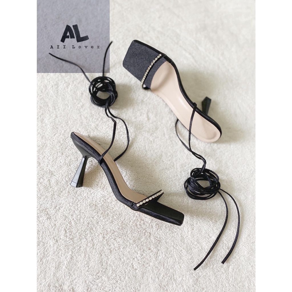 GIÀY CAO GÓT ALI LOVER - SANDAL NỮ QUAI NGANG MŨI VUÔNG - GIÀY DÂY MẢNH ĐÍNH ĐÁ - AG220521