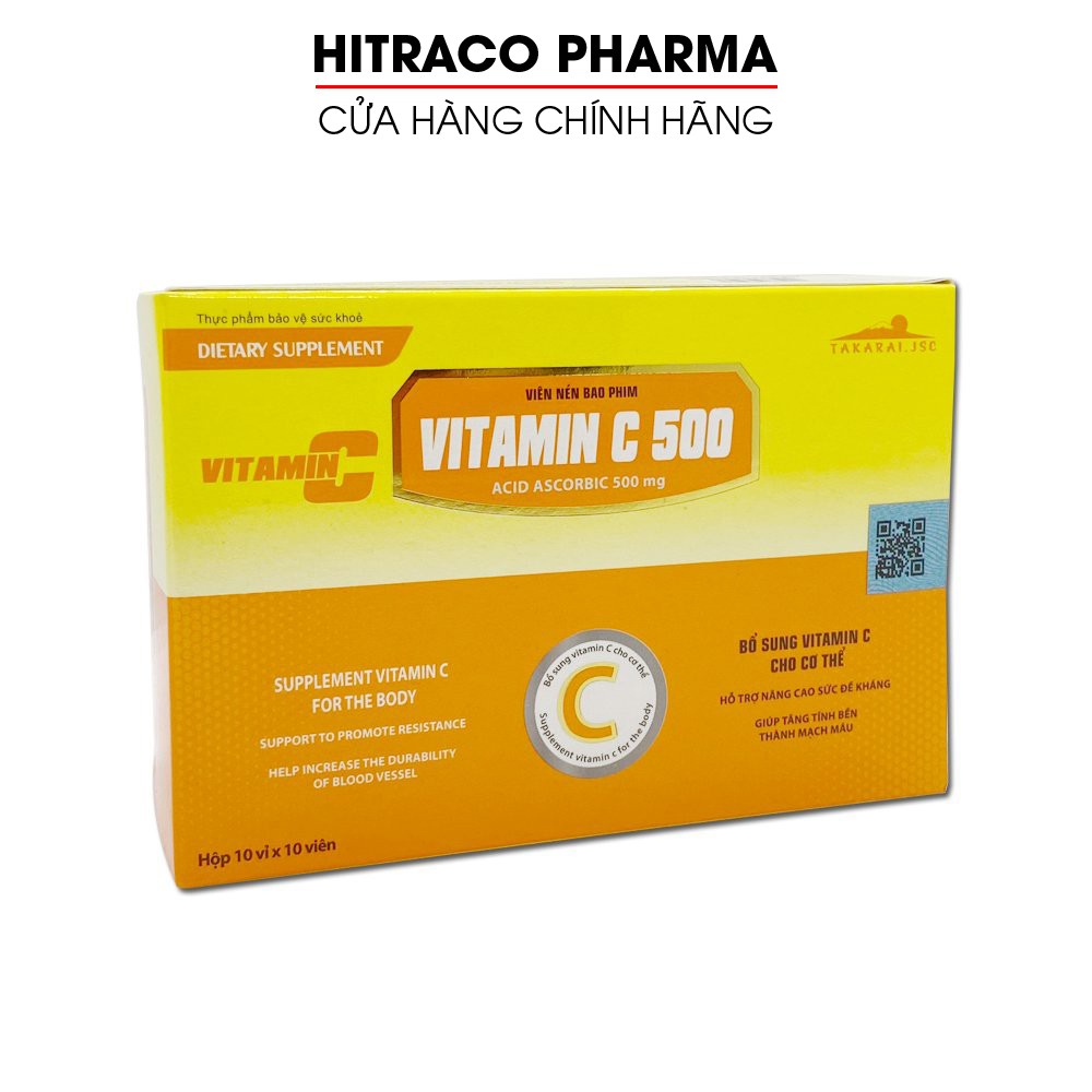 Viên uống VITAMIN C 500 tăng cường sức đề kháng, tăng sức khỏe - Hộp 100 viên