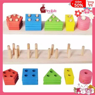 Bộ đồ chơi cho bé 💖 FREESHIP Từ 250K 💖 Đồ Giáo Cụ Montessori Bảng Phân Loại Màu Sắc Hình Khối Bằng Gỗ