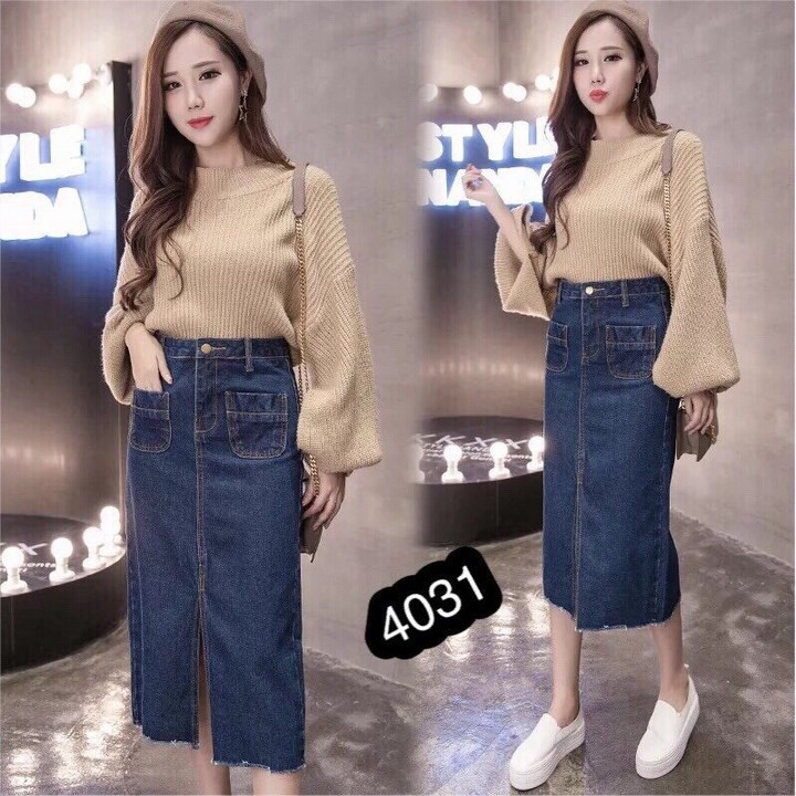 Chân váy jean sẻ dài 4030 | BigBuy360 - bigbuy360.vn