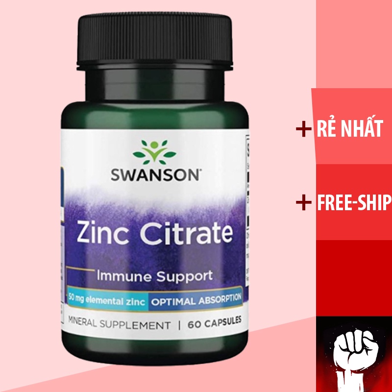 Zinc | Swanson Zinc Citrate 50mg Immune Support  | Tăng Hệ Miễn Dịch - Chính Hãng