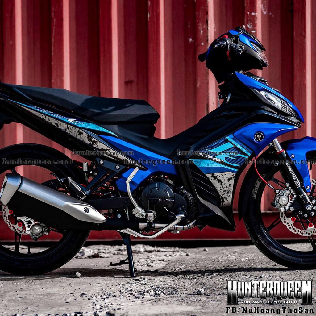 Tem LC135 đen đỏ, phối xanh nhạt dán Exciter 135 đời 2011-2014. Mẫu Decal 2019 Malaysia