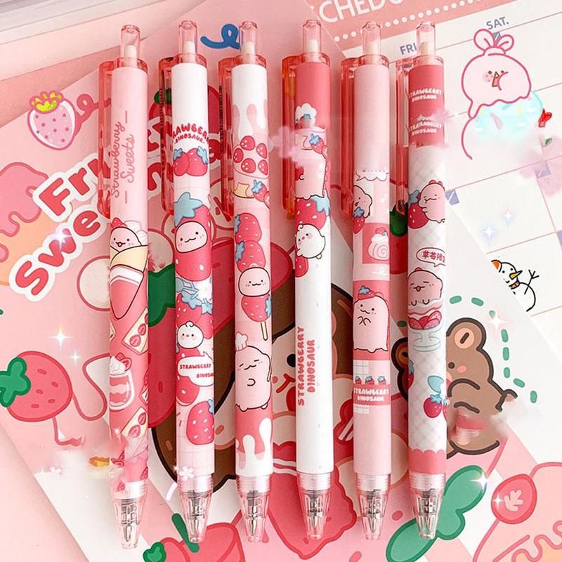 1 Bút Mực Gel Ngòi 0.5mm Mực Đen Họa Tiết Khủng Long Dâu Tây Hoạt Hình Phong Cách Ngẫu Nhiên Dành Cho Học Sinh