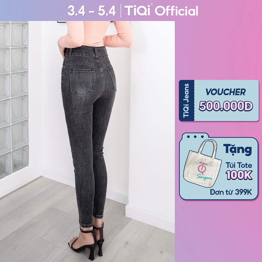 Quần Jean Skinny Nữ Vải Denim Co Giãn Màu Xám TiQi Jean G1-508