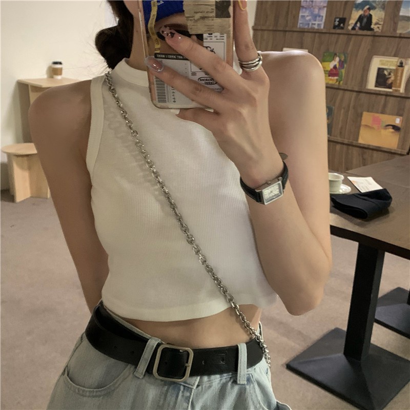 Áo Lửng Sát Nách Màu Trơn Gợi Cảm Cho Nữ HEAKOS