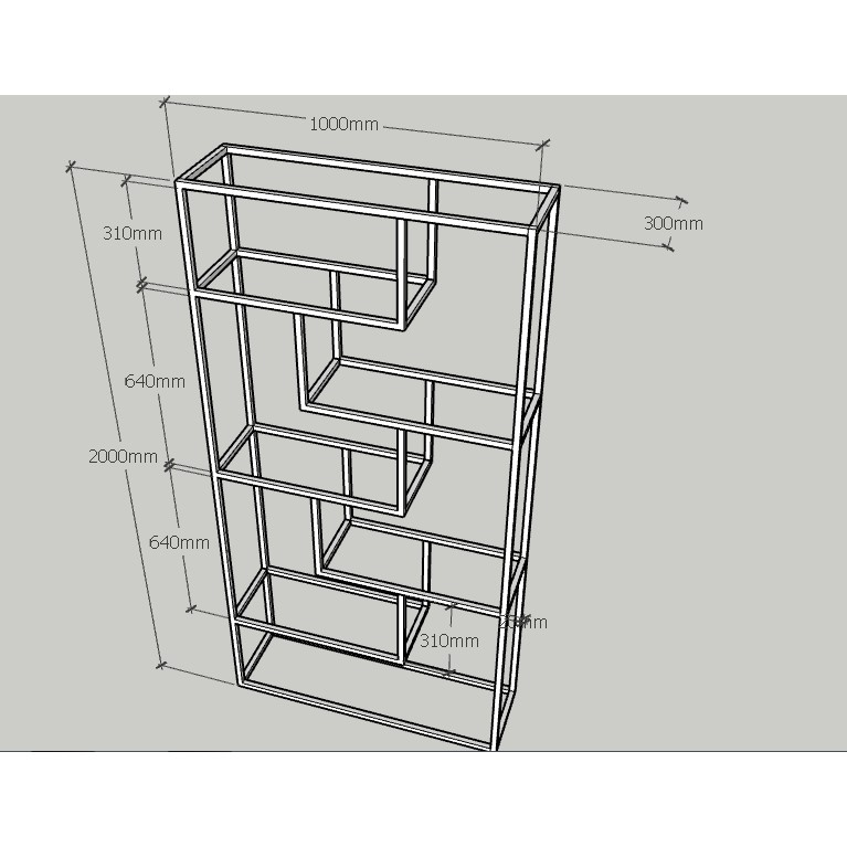 Kệ sách khung chân sắt mặt gỗ MV16