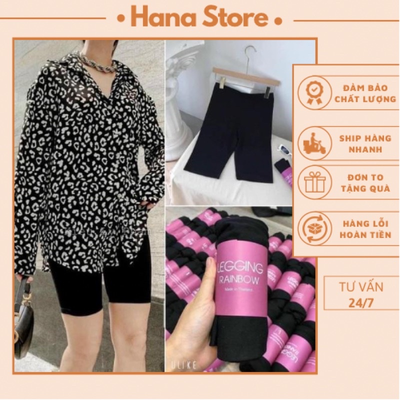 Quần legging ngố HANA nâng mông co dãn 4 chiều, quần biker lửng nữ phụ kiện thời trang HANA