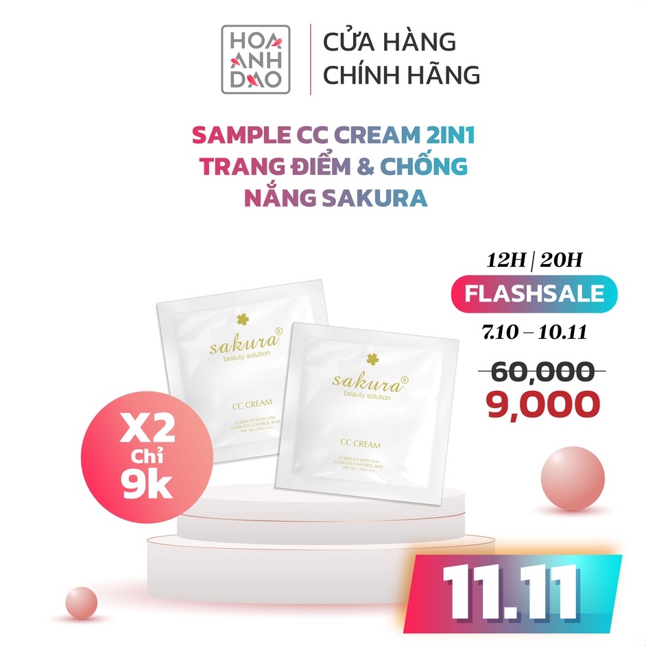 [CHÍNH HÃNG SAKURA] KEM TRANG ĐIỂM CHỐNG NẮNG SAKURA CC CREAM FLAWLESS CONTROL 1.5G – KEM MAKE UP CHỐNG NẮNG