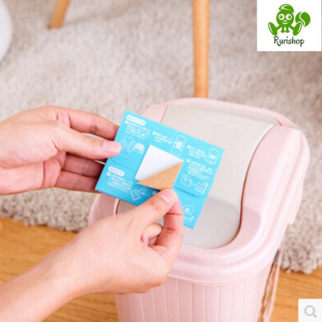 Miếng dán khử mùi thùng rác Nhật Bản (khử mùi hôi của rác sinh hoạt, bỉm tã giấy, thùng rác nhà vệ sinh)
