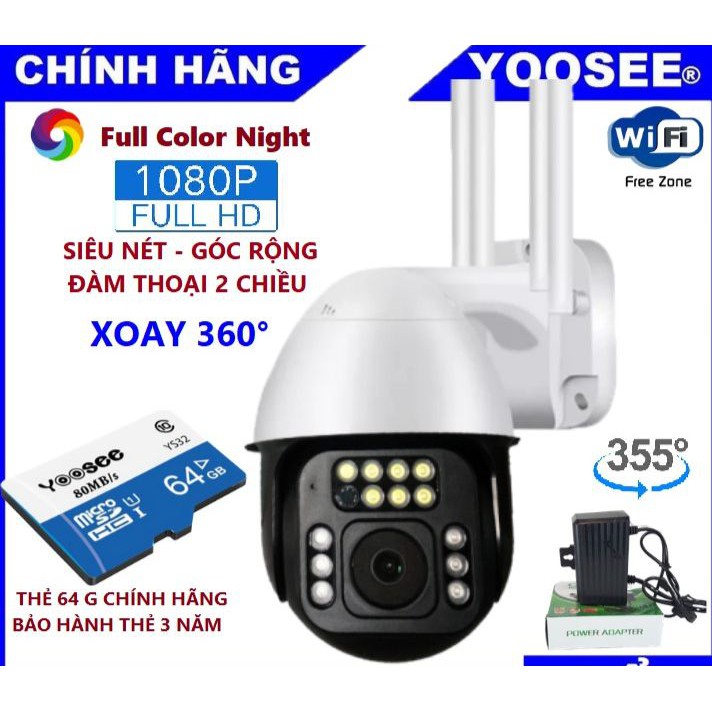 Camera Yoosee Wifi Ngoài Trời PTZ 4 Anten Full HD Đàm Thoại 2 Chiều - Có Màu Ban Đêm