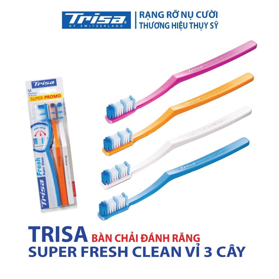 [Mã BMBAU50 giảm 7% đơn 99K] Vỉ 3 Bàn Chải Đánh Răng Trisa Super Fresh Clean