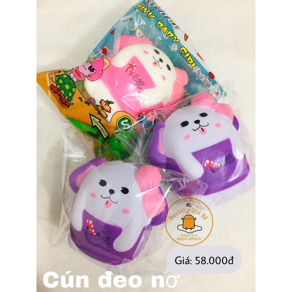 Đồ chơi Squishy cún đeo nơ chậm tăng giá rẻ dễ thương