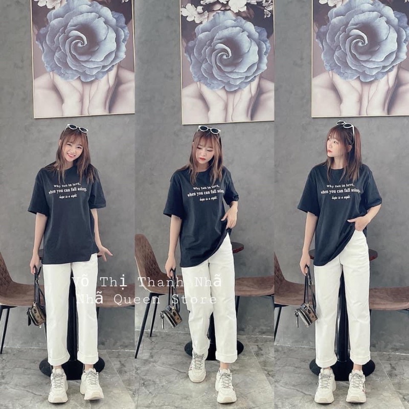 Sét Đồ Áo Thun Màu Đen + Quần Kaki Màu Trắng Ulzzang(Hàng Sẵn, Ảnh Thật)