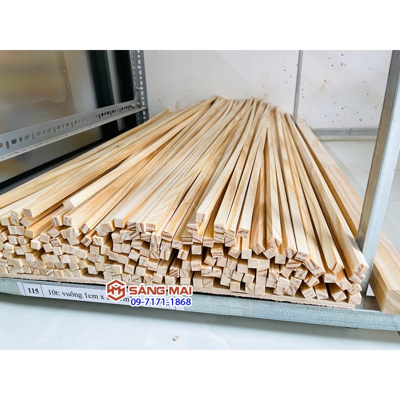 Thanh gỗ thông vuông 1cm x 1cm x dài 1m + bào láng 4 mặt