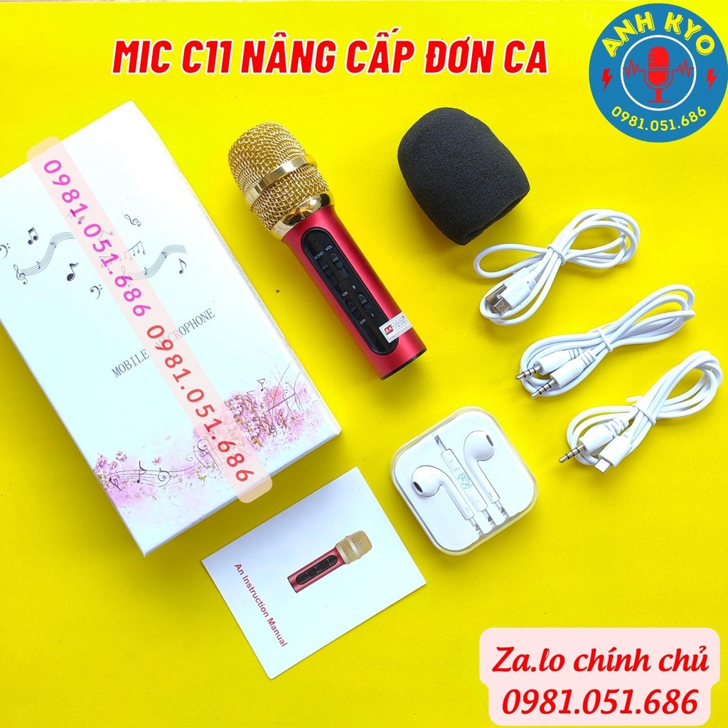 ✅ [CHÍNH_HÃNG] Mic Livestream C11 Dùng Karaoke - Mic Thu Âm C11 Chuẩn Tặng Tai Nghe Cao Cấp