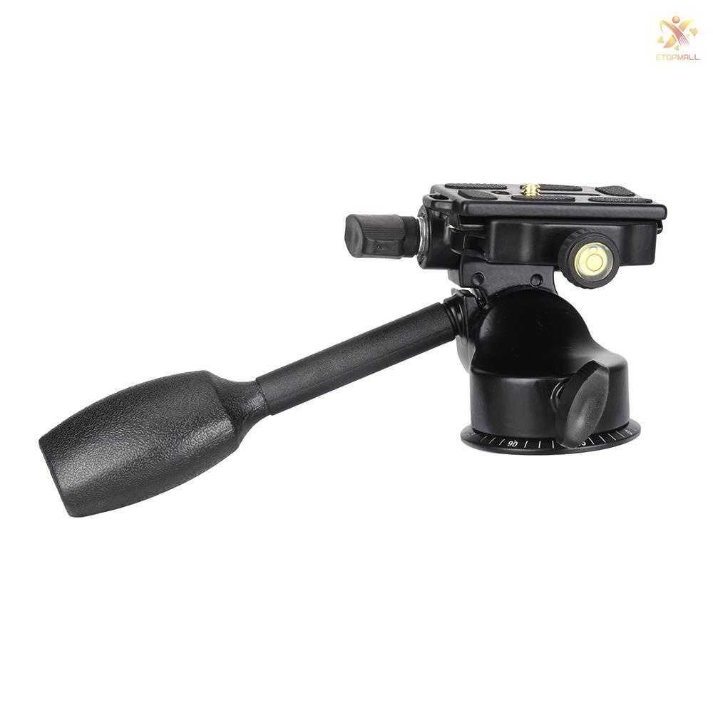 ET Andoer Q08 Video Tripod Ball Head 3-way Fluid Head Rocker Arm with Quick Release Plate for DSLR Camera Tripod Monopod